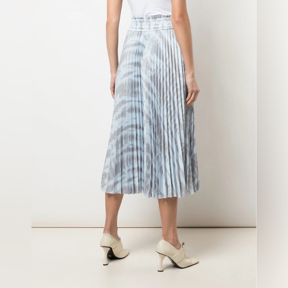 🩵 Proenza Schouler Light Blue and Gray Tie Dye Pleated Midi Skirt - Picture 4 of 11
